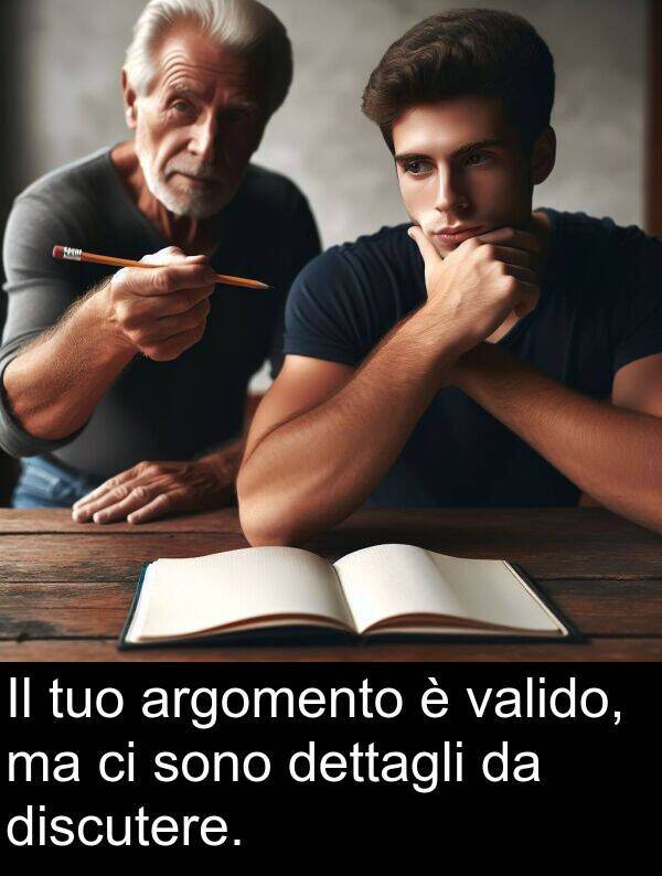 valido: Il tuo argomento è valido, ma ci sono dettagli da discutere.