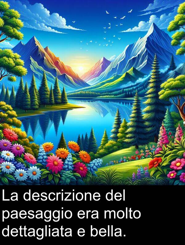 bella: La descrizione del paesaggio era molto dettagliata e bella.