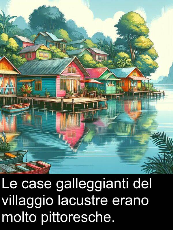 lacustre: Le case galleggianti del villaggio lacustre erano molto pittoresche.
