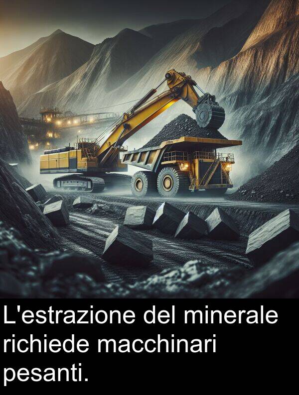 macchinari: L'estrazione del minerale richiede macchinari pesanti.