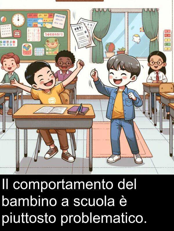 piuttosto: Il comportamento del bambino a scuola è piuttosto problematico.