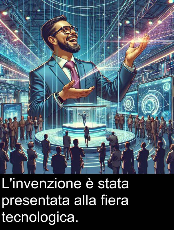 tecnologica: L'invenzione è stata presentata alla fiera tecnologica.
