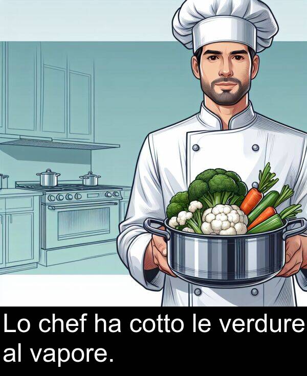 chef: Lo chef ha cotto le verdure al vapore.