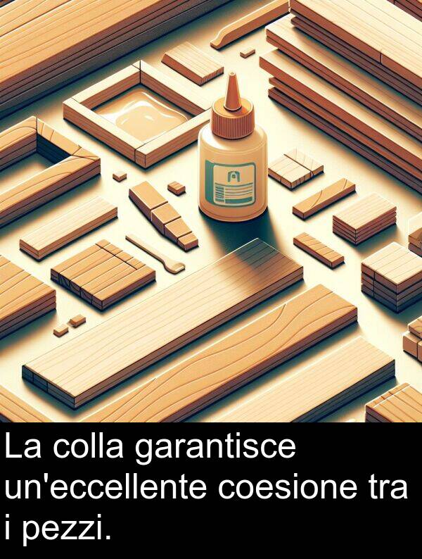garantisce: La colla garantisce un'eccellente coesione tra i pezzi.