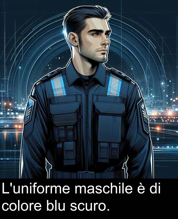 colore: L'uniforme maschile è di colore blu scuro.