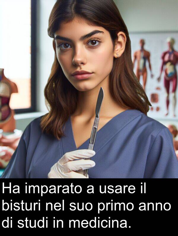 medicina: Ha imparato a usare il bisturi nel suo primo anno di studi in medicina.