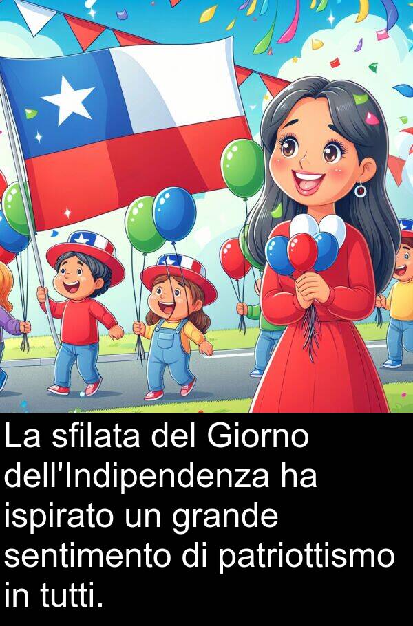 sentimento: La sfilata del Giorno dell'Indipendenza ha ispirato un grande sentimento di patriottismo in tutti.