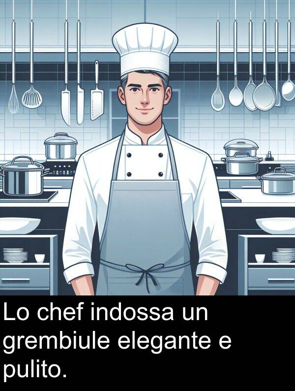 pulito: Lo chef indossa un grembiule elegante e pulito.