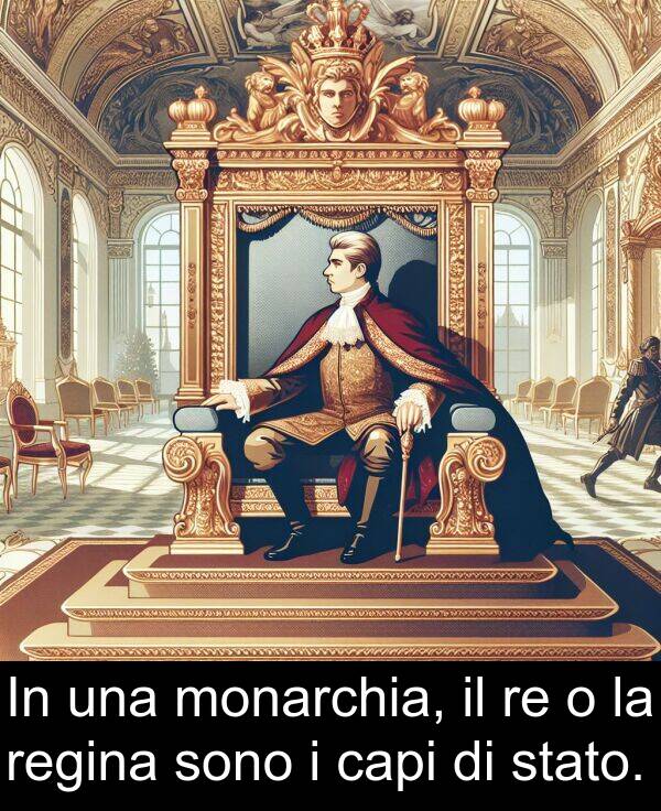 stato: In una monarchia, il re o la regina sono i capi di stato.