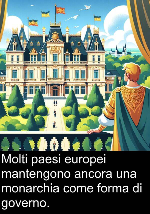 europei: Molti paesi europei mantengono ancora una monarchia come forma di governo.