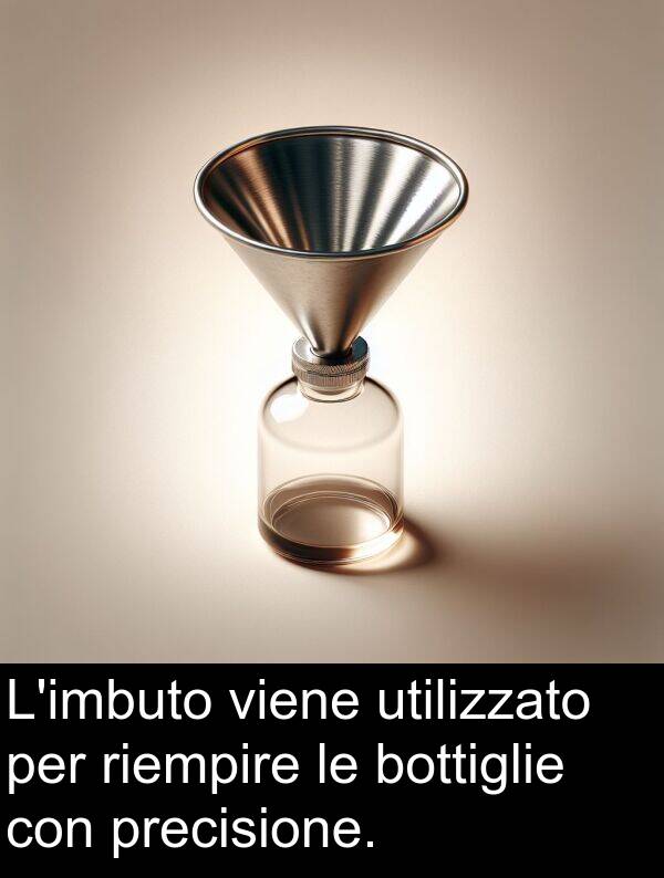 bottiglie: L'imbuto viene utilizzato per riempire le bottiglie con precisione.