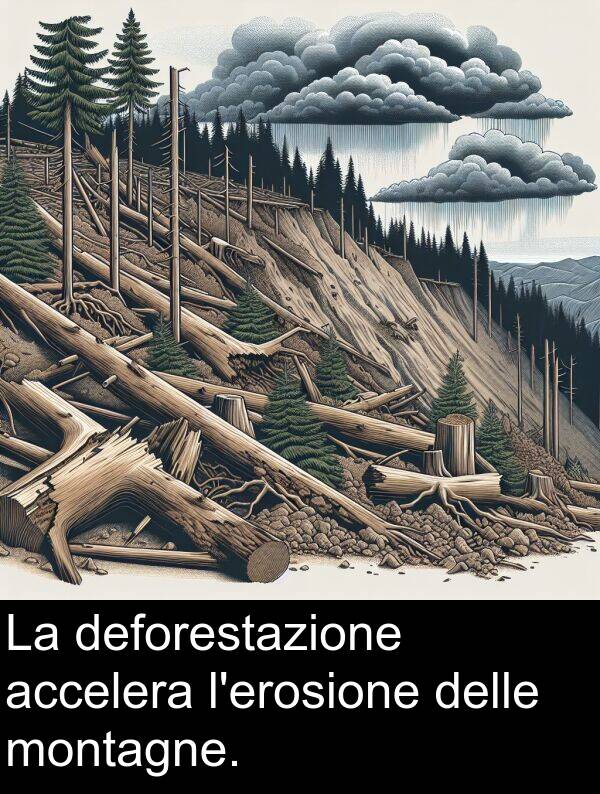 montagne: La deforestazione accelera l'erosione delle montagne.