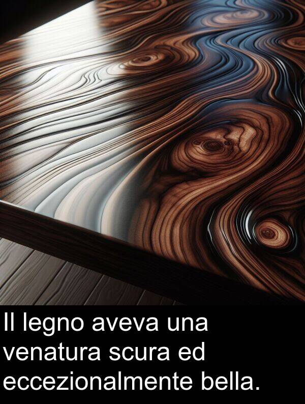 bella: Il legno aveva una venatura scura ed eccezionalmente bella.