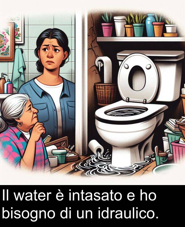 water: Il water è intasato e ho bisogno di un idraulico.