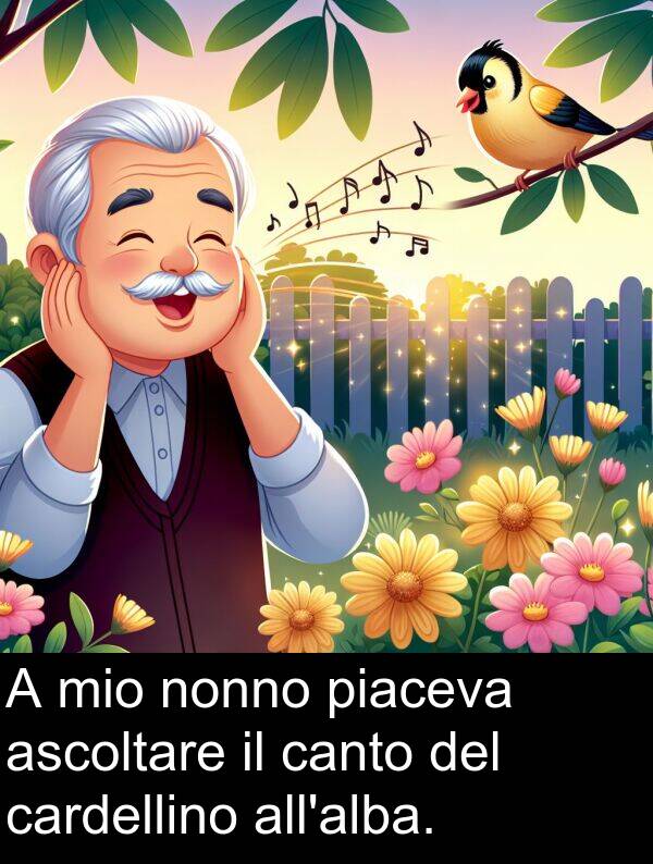 piaceva: A mio nonno piaceva ascoltare il canto del cardellino all'alba.