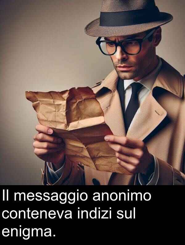 sul: Il messaggio anonimo conteneva indizi sul enigma.