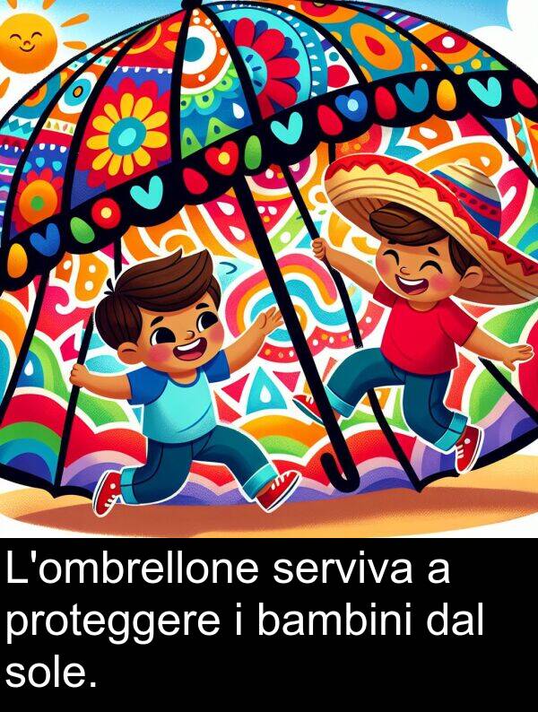 dal: L'ombrellone serviva a proteggere i bambini dal sole.