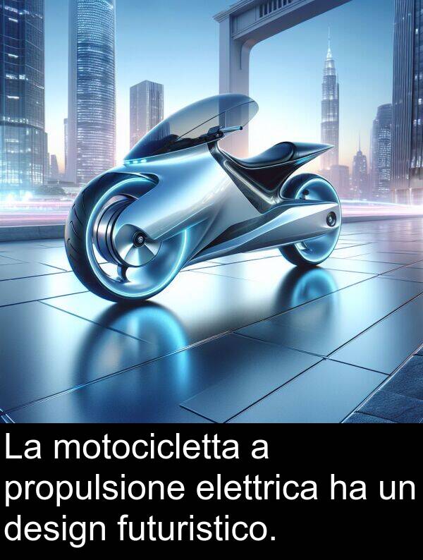 futuristico: La motocicletta a propulsione elettrica ha un design futuristico.