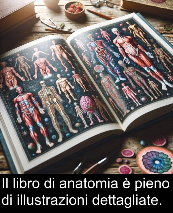 anatomia: Il libro di anatomia è pieno di illustrazioni dettagliate.