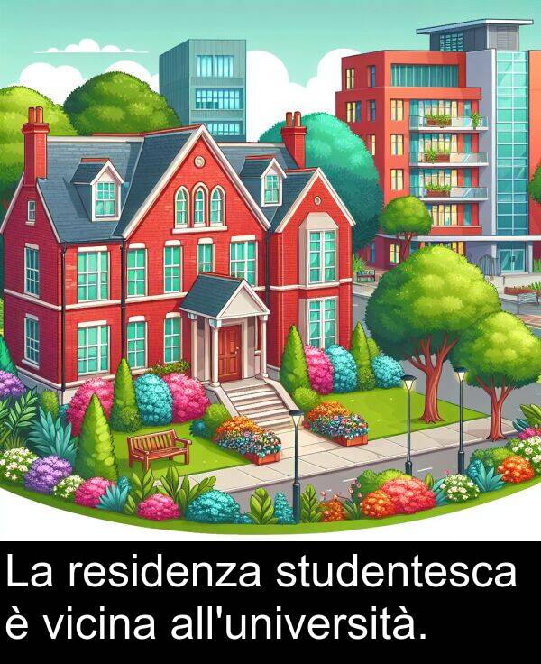 studentesca: La residenza studentesca è vicina all'università.