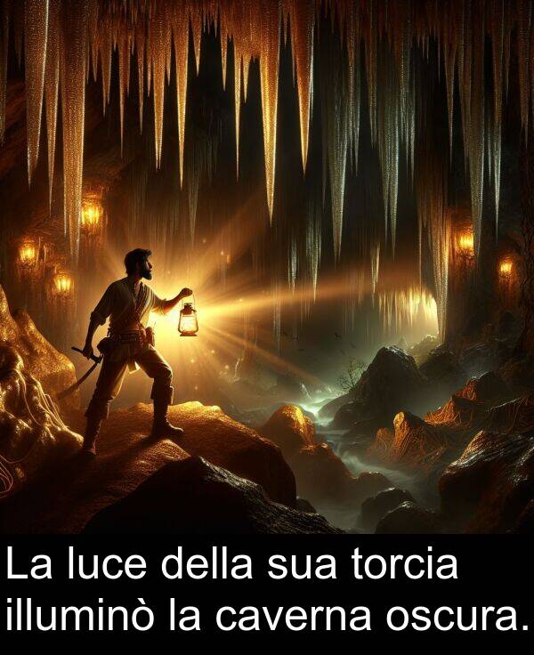 caverna: La luce della sua torcia illuminò la caverna oscura.