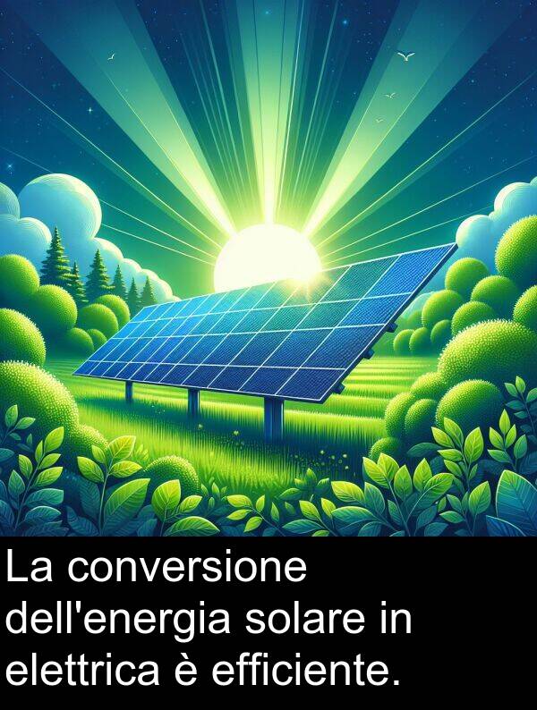 conversione: La conversione dell'energia solare in elettrica è efficiente.