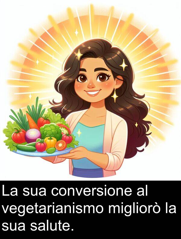 vegetarianismo: La sua conversione al vegetarianismo migliorò la sua salute.