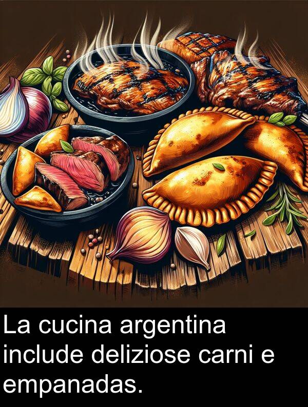 cucina: La cucina argentina include deliziose carni e empanadas.