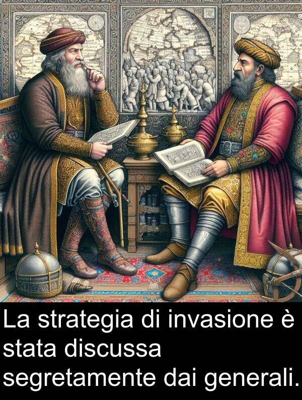 stata: La strategia di invasione è stata discussa segretamente dai generali.