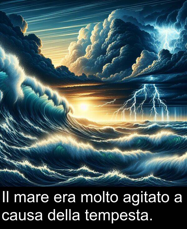 agitato: Il mare era molto agitato a causa della tempesta.
