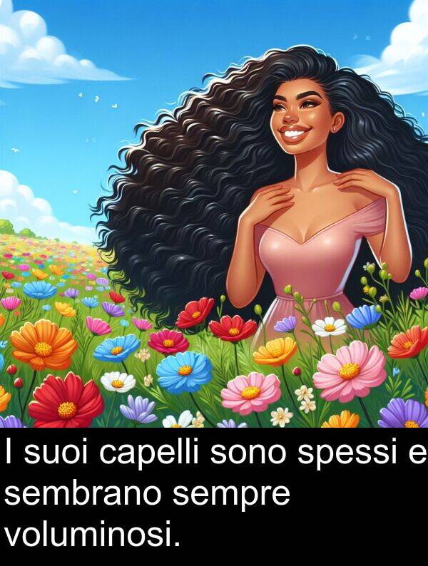 spessi: I suoi capelli sono spessi e sembrano sempre voluminosi.