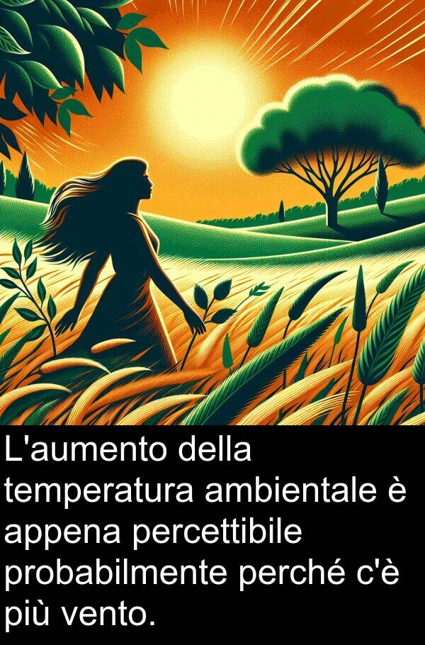 vento: L'aumento della temperatura ambientale è appena percettibile probabilmente perché c'è più vento.