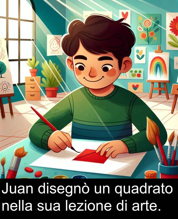 quadrato: Juan disegnò un quadrato nella sua lezione di arte.