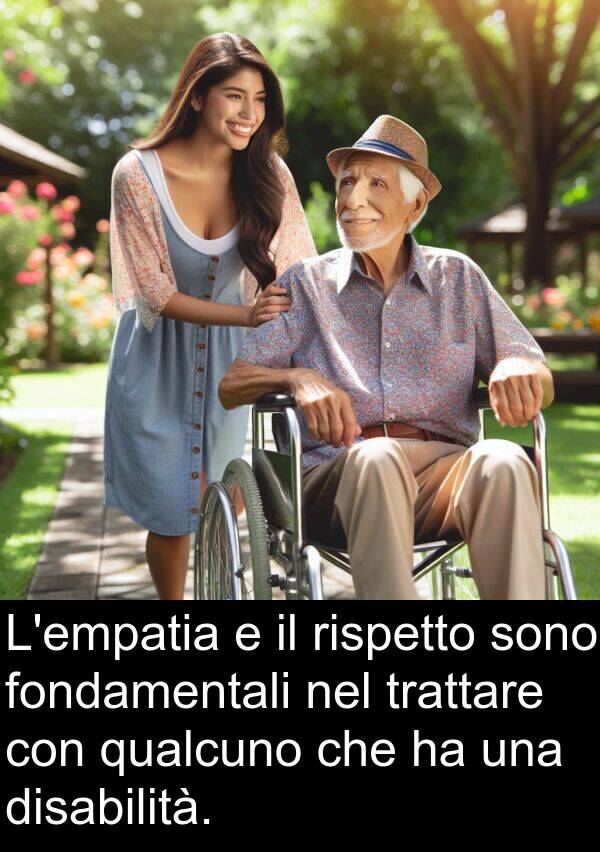 trattare: L'empatia e il rispetto sono fondamentali nel trattare con qualcuno che ha una disabilità.