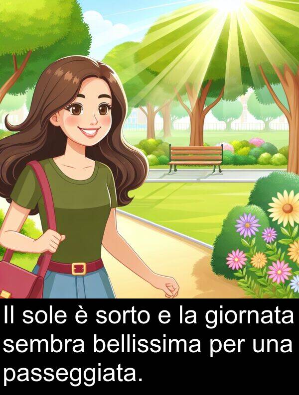 bellissima: Il sole è sorto e la giornata sembra bellissima per una passeggiata.
