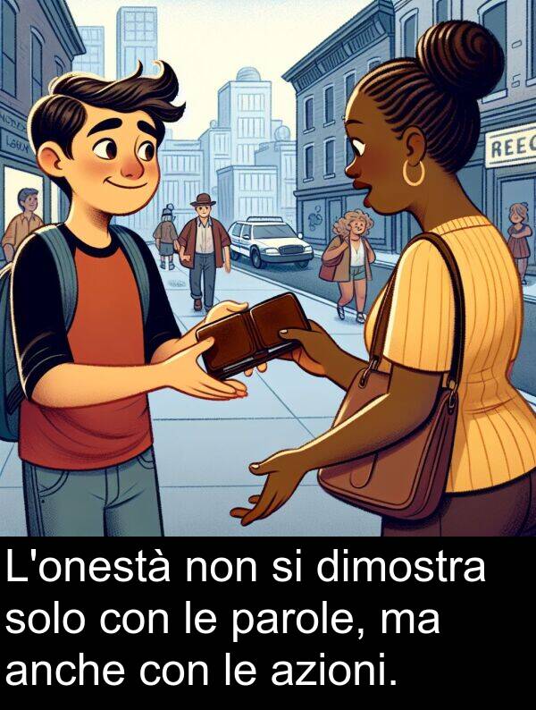 anche: L'onestà non si dimostra solo con le parole, ma anche con le azioni.