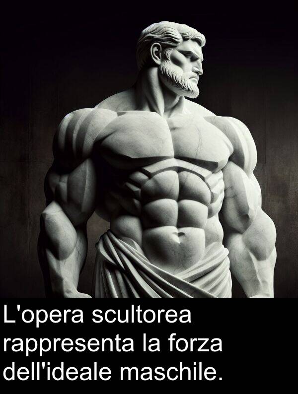 maschile: L'opera scultorea rappresenta la forza dell'ideale maschile.