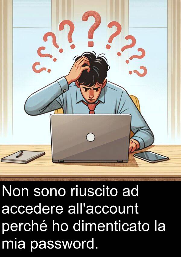 riuscito: Non sono riuscito ad accedere all'account perché ho dimenticato la mia password.