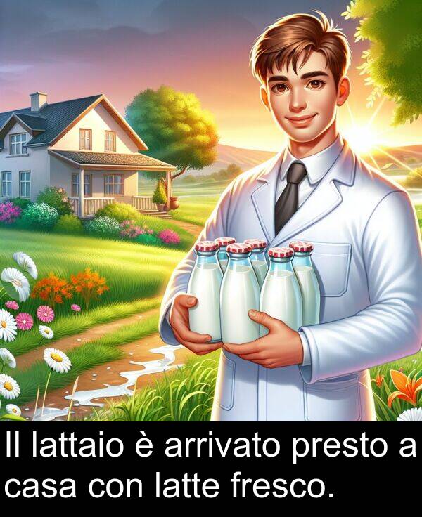 casa: Il lattaio è arrivato presto a casa con latte fresco.