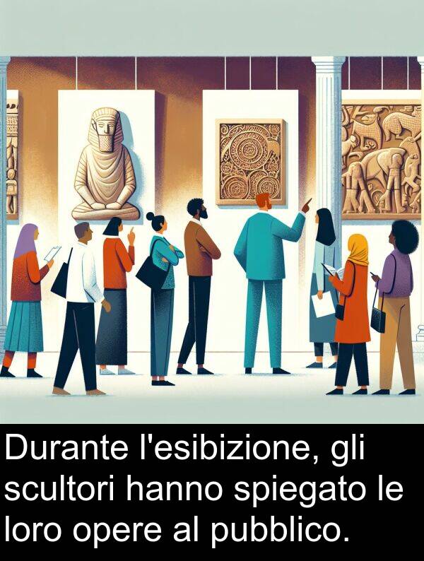 loro: Durante l'esibizione, gli scultori hanno spiegato le loro opere al pubblico.