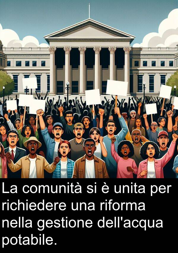comunità: La comunità si è unita per richiedere una riforma nella gestione dell'acqua potabile.