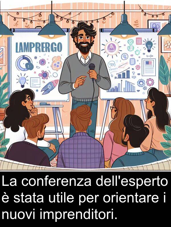 conferenza: La conferenza dell'esperto è stata utile per orientare i nuovi imprenditori.