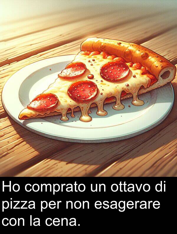 cena: Ho comprato un ottavo di pizza per non esagerare con la cena.