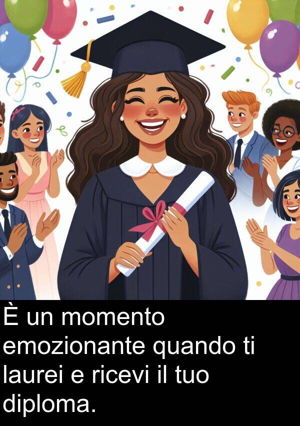 laurei: È un momento emozionante quando ti laurei e ricevi il tuo diploma.