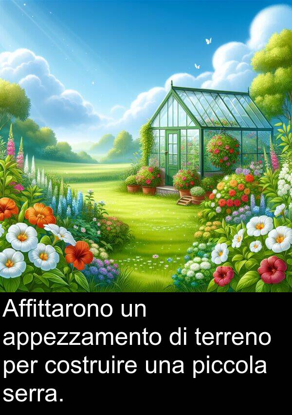 appezzamento: Affittarono un appezzamento di terreno per costruire una piccola serra.