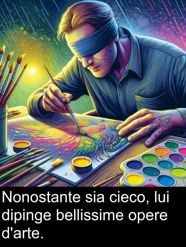 bellissime: Nonostante sia cieco, lui dipinge bellissime opere d'arte.
