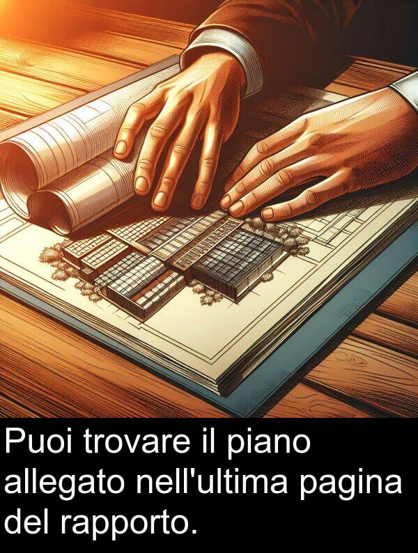 allegato: Puoi trovare il piano allegato nell'ultima pagina del rapporto.