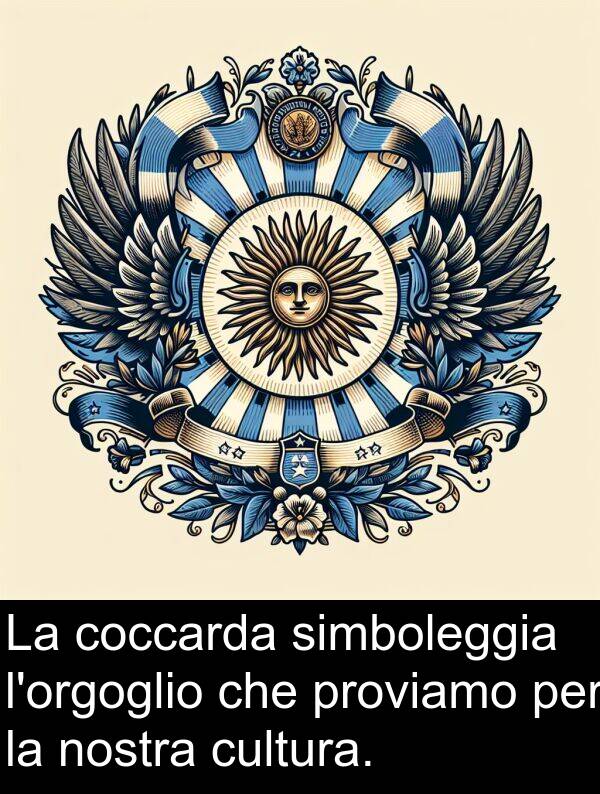 nostra: La coccarda simboleggia l'orgoglio che proviamo per la nostra cultura.