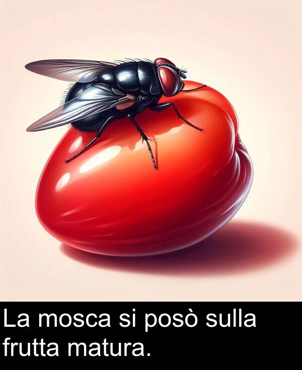 sulla: La mosca si posò sulla frutta matura.