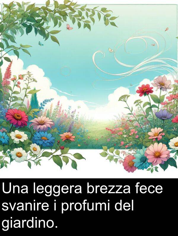 giardino: Una leggera brezza fece svanire i profumi del giardino.